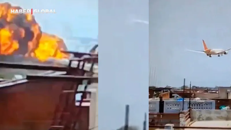 Hindistan'da 242 kişiyi taşıyan uçağın düştüğü anların görüntüsü ortaya çıktı!